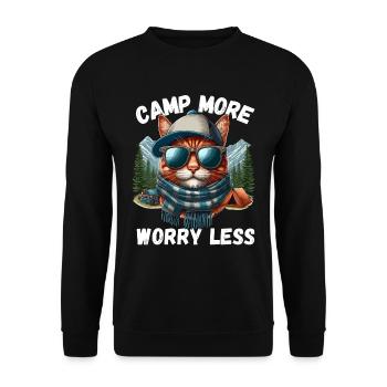 Camping Cat Mountains Campsite Camper Tent Meow - Unisex Sweatshirt - black - Front - Alina (178cm) & Michal (187cm)
