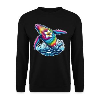 Tie Dye Wal Kreuzfahrt Urlaub 2024 Hawaii - Unisex Pullover - Schwarz - Vorne - Alina (178cm) & Michal (187cm)
