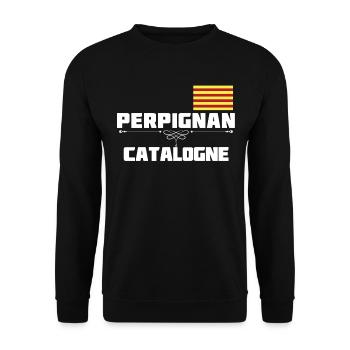 Rugby 66 Perpignan Catalogne Homme Femme Enfant - Sweat-shirt Unisexe - noir - Devant - Alina (178cm) & Michal (187cm)