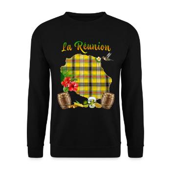 Ile La Réunion Hibiscus Apéro Ti Punch Rhum - Sweat-shirt Unisexe - noir - Devant - Alina (178cm) & Michal (187cm)