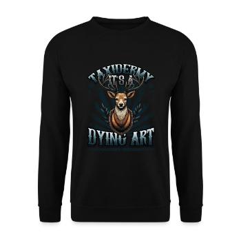 Taxidermy It's A Dying Art Deer Motif - Unisex Sweatshirt - black - Front - Alina (178cm) & Michal (187cm)