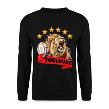 Toulouse Rugby 6 Etoiles Lion Homme Femme - Sweat-shirt Unisexe - noir - Devant - Alina (178cm) & Michal (187cm)