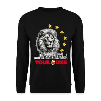 Toulouse Rugby 6 Etoiles Sport Champion Lion Fier - Sweat-shirt Unisexe - noir - Devant - Alina (178cm) & Michal (187cm)