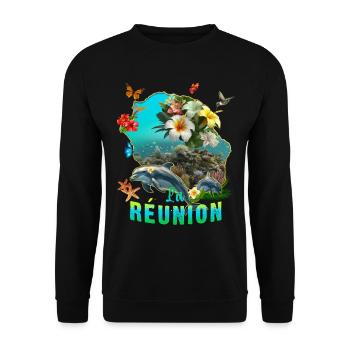 Reunion Dolphin Tropic Butterfly Starfish - Unisex Sweatshirt - black - Front - Alina (178cm) & Michal (187cm)