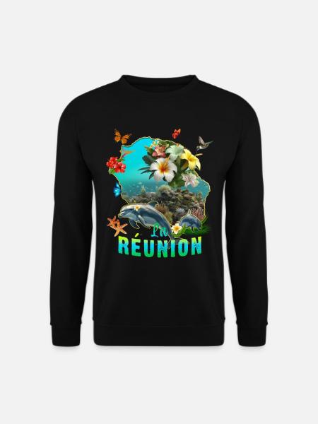 Reunion Delfin Tropic Schmetterling Seestern - Unisex Pullover - Schwarz