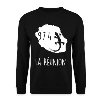 La Réunion 974 Margouillat Tropical Tatoo - Unisex Pullover - Schwarz - Vorne - Alina (178cm) & Michal (187cm)