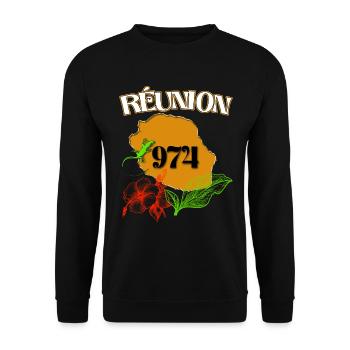 Reunion Island Beautiful Flowers Hibiscus Wonder - Unisex Sweatshirt - black - Front - Alina (178cm) & Michal (187cm)