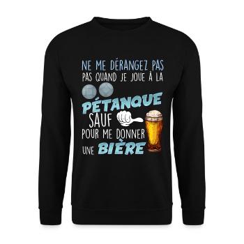 Pétanque und Bier Humor Papa Papy - Unisex Pullover - Schwarz - Vorne - Alina (178cm) & Michal (187cm)