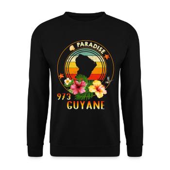 Vintage French Guiana Hibiscus Hummingbird Drawing - Unisex Sweatshirt - black - Front - Alina (178cm) & Michal (187cm)