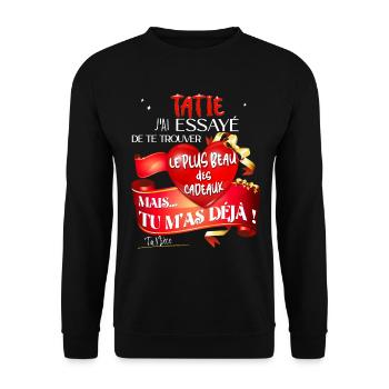 Tatie D'Amour D'une Nièce Annonce Future Grossesse - Sweat-shirt Unisexe - noir - Devant - Alina (178cm) & Michal (187cm)