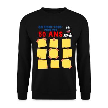 Wir unterzeichnen Jubiläum 50 Jahre Mann Frau - Unisex Pullover - Schwarz - Vorne - Alina (178cm) & Michal (187cm)
