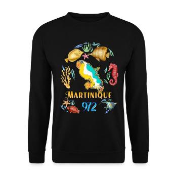 Martinique 972 Dolphin And Hummingbird And Hibiscus - Unisex Sweatshirt - black - Front - Alina (178cm) & Michal (187cm)