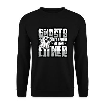 Geister Glauben Auch Nicht An Dich - Unisex Pullover - Schwarz - Vorne - Alina (178cm) & Michal (187cm)
