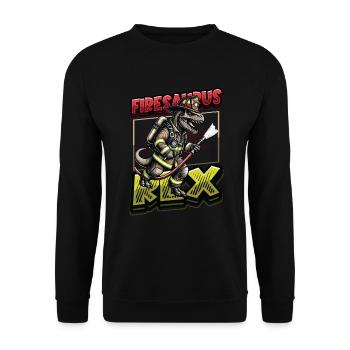 Firesaurus Rex Feuerwehr Dinosaurier Abenteuer - Unisex Pullover - Schwarz - Vorne - Alina (178cm) & Michal (187cm)