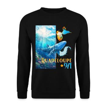 Tropischer Blauwal-Meeresboden von Guadeloupe - Unisex Pullover - Schwarz - Vorne - Alina (178cm) & Michal (187cm)