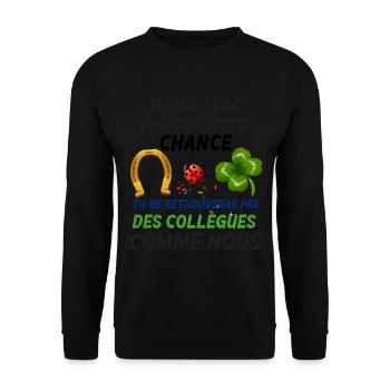 Kollege Mann Frau Ruhestand Hufeisen - Unisex Pullover - Schwarz - Vorne - Alina (178cm) & Michal (187cm)