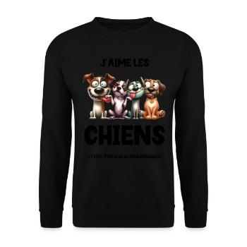 J'aime Les Chiens Beau Dessin Humour - Sweat-shirt Unisexe - noir - Devant - Alina (178cm) & Michal (187cm)
