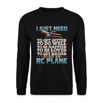 J’ai juste besoin de piloter une maquette d’avion en bâche rc - Sweat-shirt Unisexe - noir - Devant - Alina (178cm) & Michal (187cm)