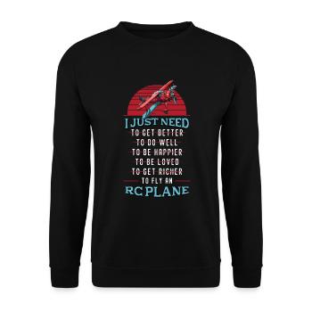 I Just Need To Fly Rc Tarpaulin Model Airplane - Unisex Sweatshirt - black - Front - Alina (178cm) & Michal (187cm)