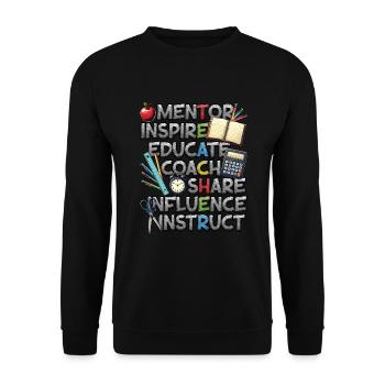 Mentor Inspire Educate Coach Lehrer - Unisex Pullover - Schwarz - Vorne - Alina (178cm) & Michal (187cm)