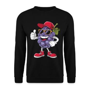 Trauben - Unisex Pullover - Schwarz - Vorne - Alina (178cm) & Michal (187cm)