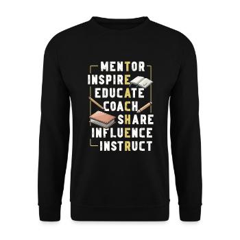 Mentor Inspire Educate Coach Lehrer - Unisex Pullover - Schwarz - Vorne - Alina (178cm) & Michal (187cm)