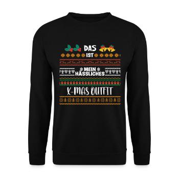 Das ist mein hässliches x-mas outfit - Unisex Pullover - Schwarz - Vorne - Alina (178cm) & Michal (187cm)