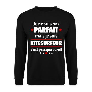 Pas parfait mais kitesurfeur, fête des pères, noël - Sweat-shirt Unisexe - noir - Devant - Alina (178cm) & Michal (187cm)