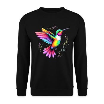 Liebe bunte Kolibris Tie Dye Kolibri - Unisex Pullover - Schwarz - Vorne - Alina (178cm) & Michal (187cm)