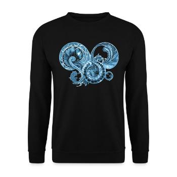 Blaues Ornament - Unisex Pullover - Schwarz - Vorne - Alina (178cm) & Michal (187cm)