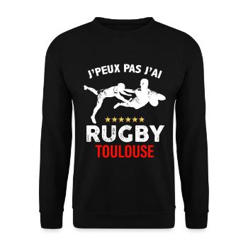 I can't I have Toulouse Rugby Supporter - Unisex Pullover - Schwarz - Vorne - Alina (178cm) & Michal (187cm)