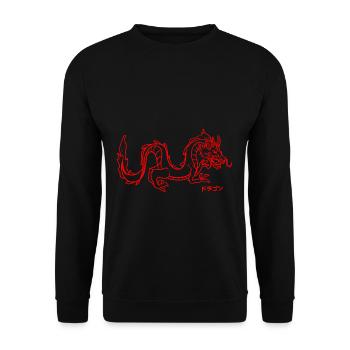 Japanese aesthetic red dragon believer - Unisex Sweatshirt - black - Front - Alina (178cm) & Michal (187cm)