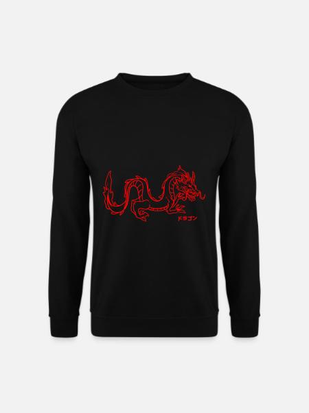 Japanische Ästhetik Roter Drache Gläubiger - Unisex Pullover - Schwarz