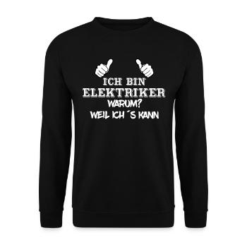 Elektriker Shirt Männer Meisterprüfung BESTANDEN - Unisex Pullover - Schwarz - Vorne - Alina (178cm) & Michal (187cm)