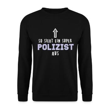 Polizei Polizist Polizeianwärter Beamter Geschenk - Unisex Pullover - Schwarz - Vorne - Alina (178cm) & Michal (187cm)