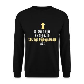 Sozialpädagogin Soziale Arbeit Sozialpädagogik - Unisex Pullover - Schwarz - Vorne - Alina (178cm) & Michal (187cm)