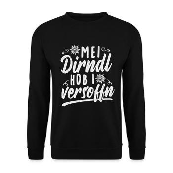 Tracht Dirndl Bier Lustig Geschenk - Unisex Pullover - Schwarz - Vorne - Alina (178cm) & Michal (187cm)
