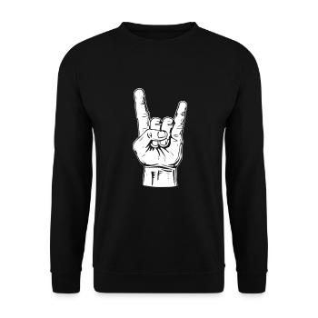 Cadeau drôle de main Metal Black Black frites - Sweat-shirt Unisexe - noir - Devant - Alina (178cm) & Michal (187cm)