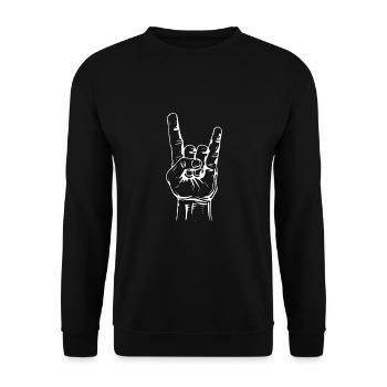 Metal Death Black Pommesgabel Hand lustig Geschenk - Unisex Pullover - Schwarz - Vorne - Alina (178cm) & Michal (187cm)