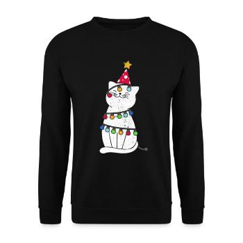Cadeau de noël chat noël noël - Sweat-shirt Unisexe - noir - Devant - Alina (178cm) & Michal (187cm)