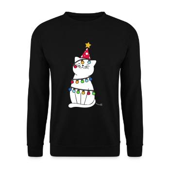 Chat de noel - Sweat-shirt Unisexe - noir - Devant - Alina (178cm) & Michal (187cm)