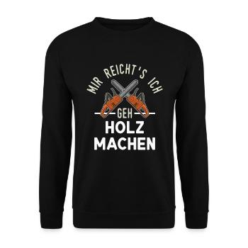 Kettensäge Forstwirt Holz machen - Unisex Pullover - Schwarz - Vorne - Alina (178cm) & Michal (187cm)