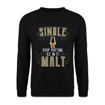single peinture whisky - Sweat-shirt Unisexe - noir - Devant - Alina (178cm) & Michal (187cm)