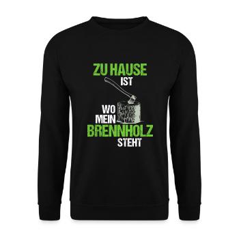 Brennholz Axt Holz Machen - Unisex Pullover - Schwarz - Vorne - Alina (178cm) & Michal (187cm)
