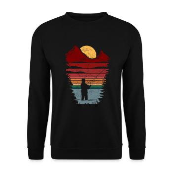 Fly fishing heart rate - Unisex Sweatshirt - black - Front - Alina (178cm) & Michal (187cm)