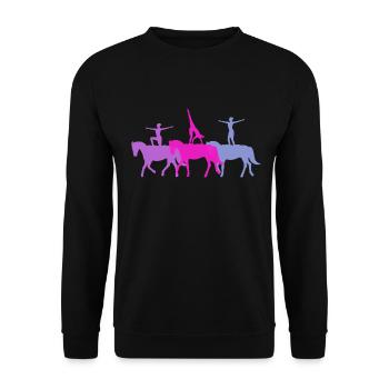 Voltigieren Volti Reiten Pferde Mädchen - Unisex Pullover - Schwarz - Vorne - Alina (178cm) & Michal (187cm)