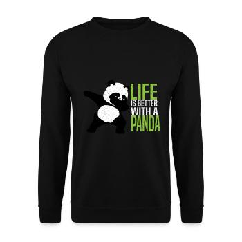 Panda - Unisex Pullover - Schwarz - Vorne - Alina (178cm) & Michal (187cm)