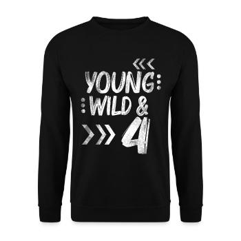 Geburtstag Vier Jahre 4 Geburtstag Geschenk Kinder - Unisex Pullover - Schwarz - Vorne - Alina (178cm) & Michal (187cm)