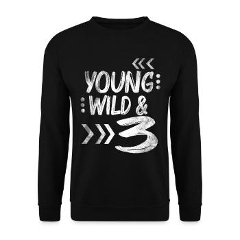 Wild Birthday Drei Kinder T-shirt zum 3 Geburtstag - Unisex Pullover - Schwarz - Vorne - Alina (178cm) & Michal (187cm)