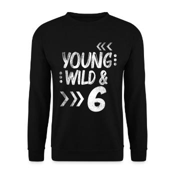 Birthday Six years 6 Birthday Gift - Unisex Sweatshirt - black - Front - Alina (178cm) & Michal (187cm)